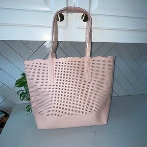 Neiman Marcus Blush Perforated Tote